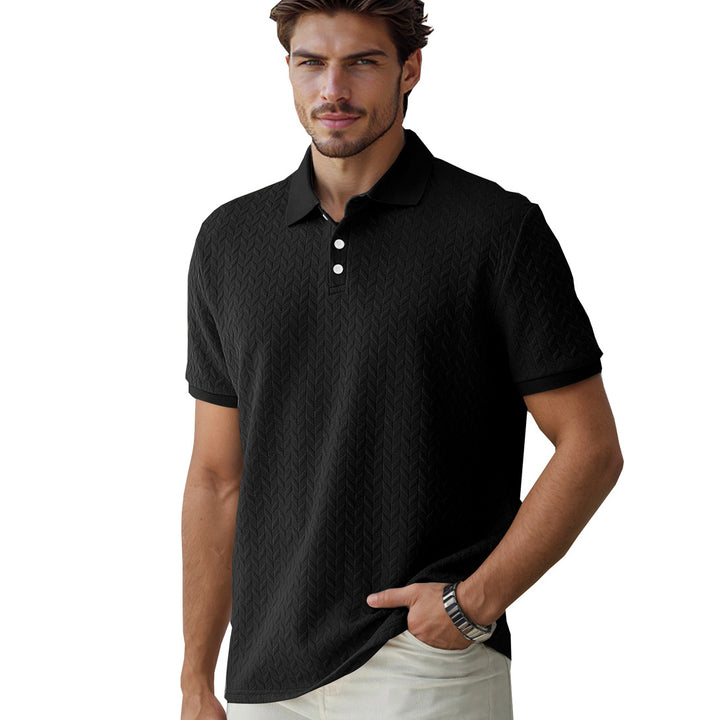 Men's finely woven polo shirt with chevron relief structure and short button placket Mune Fashion