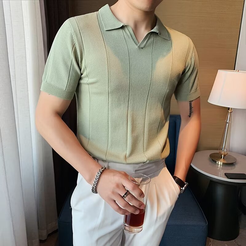 Men's Short Sleeve Polo Shirt with Textured Design Mune Fashion