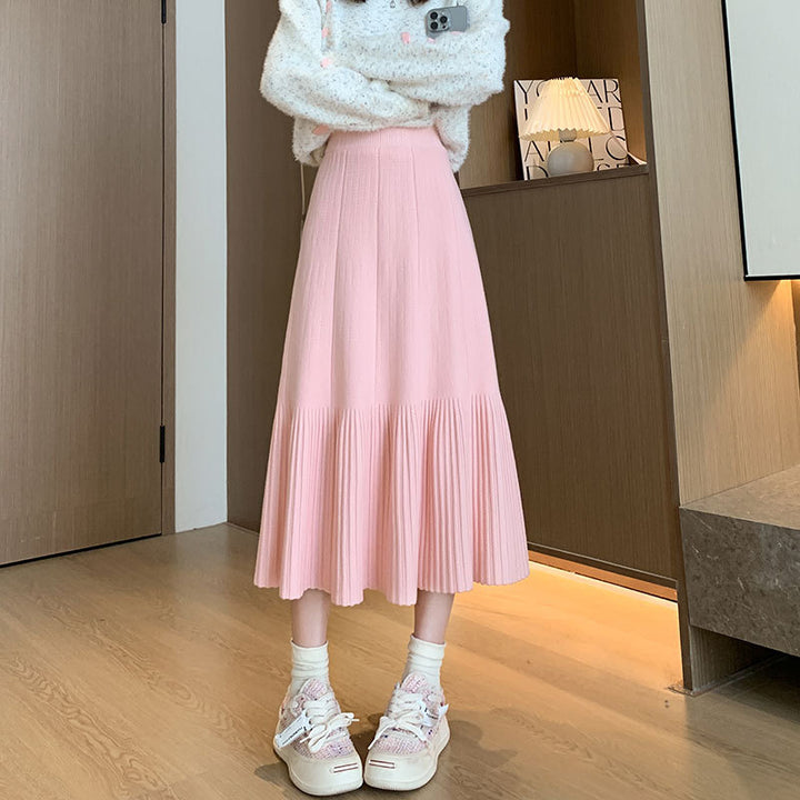 Women's Pleated Midi Skirt made of soft material Mune Fashion
