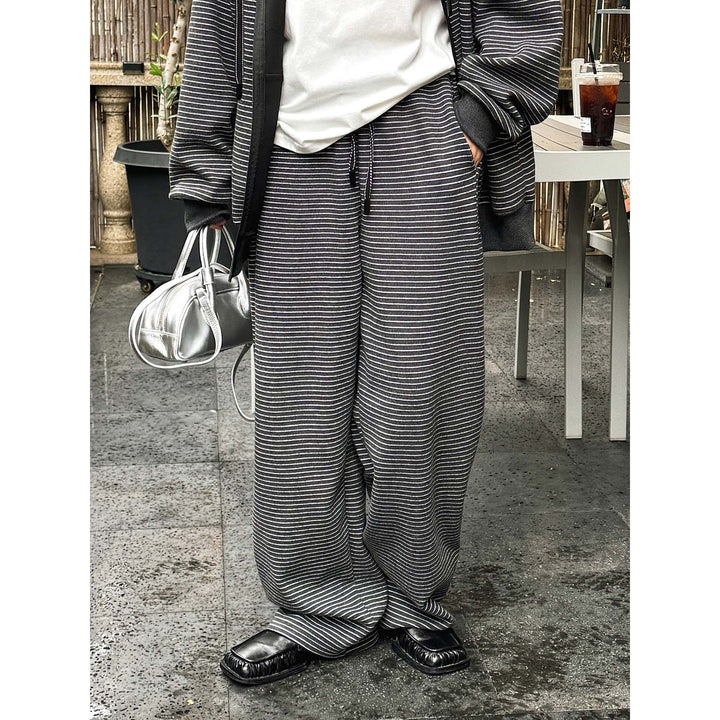 Women's Striped Relaxed-Fit Sweatpants with High Waist and Drawstring