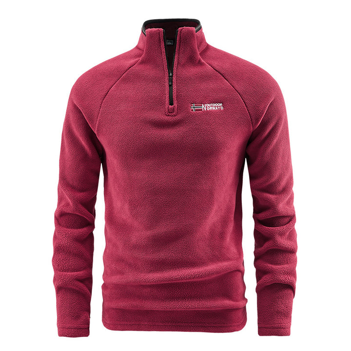Men's Fluffy Zip Troyer Fleece Pullover with Stand-up Collar and Raglan Sleeves Mune Fashion