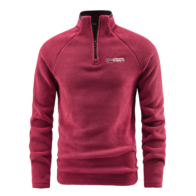Men's fleece half-zip pullover with high stand-up collar and raglan sleeves Mune Fashion