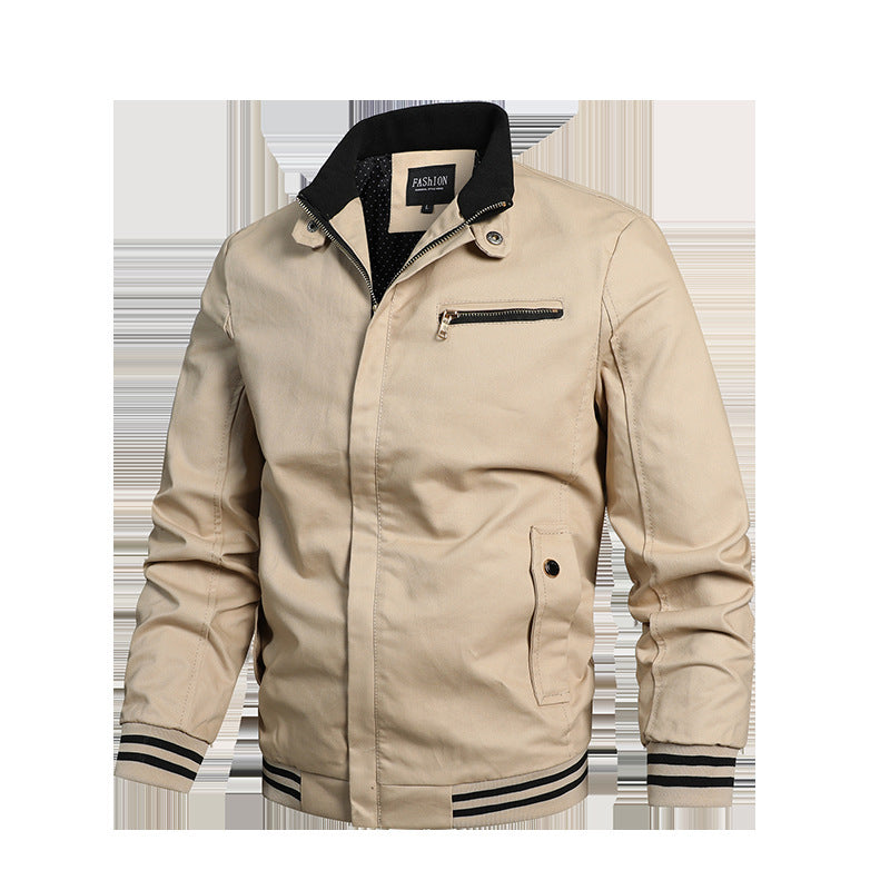 Men's nano urban blouson with contrast-trimmed stand-up collar, striped ribbed cuffs, and chest zip pocket Mune Fashion