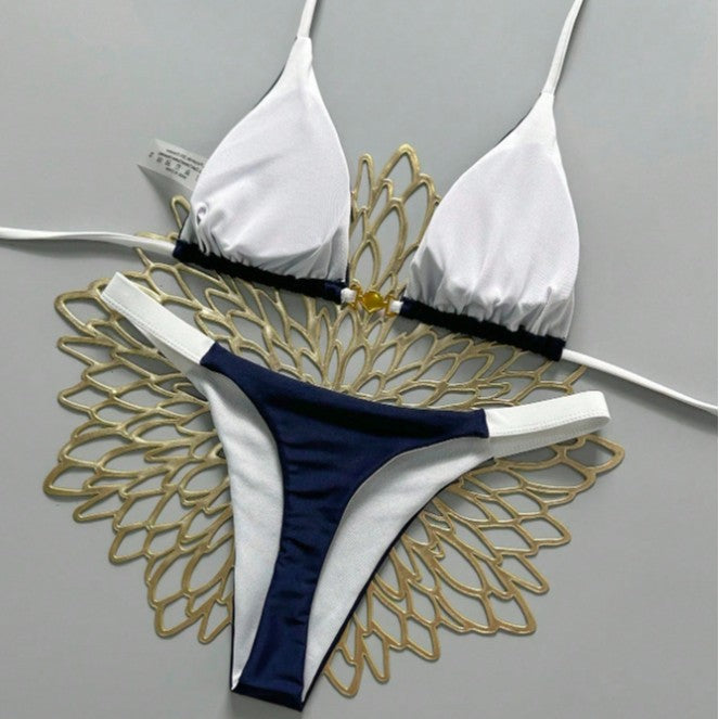 Women Triangle Bikini with Fashionable Contrast Details Mune Fashion