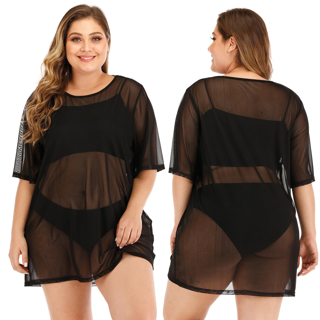 Women lightweight transparent beach wrap with voluminous sleeves Mune Fashion