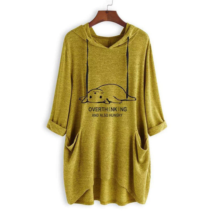 Women's Casual Hoodie Dress with Cartoon Print, Oversized Cut and Slip Pockets Mune Fashion