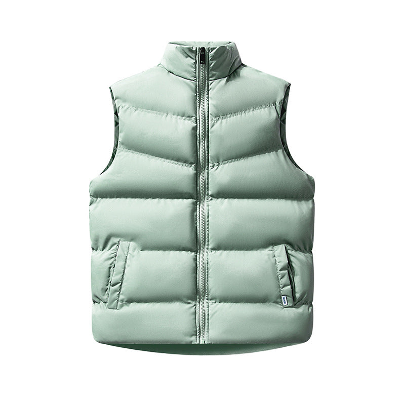 Women's Sleeveless Windproof Puffer Vest with Box Quilting and High Collar Mune Fashion
