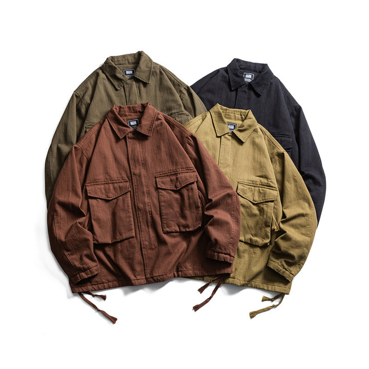 Men's Boxy Utility Blouson Jacket made of canvas with patch pockets and drawstring hem Mune Fashion