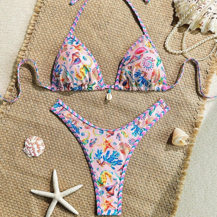 Women's triangle bikini with maritime pattern and stylish details Mune Fashion