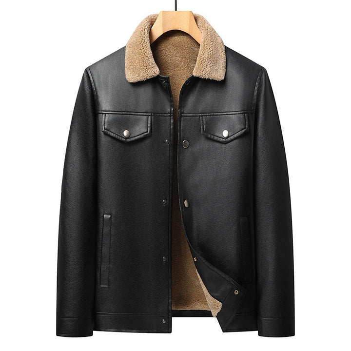 Men's Faux Leather Jacket with Teddy Lining Mune Fashion