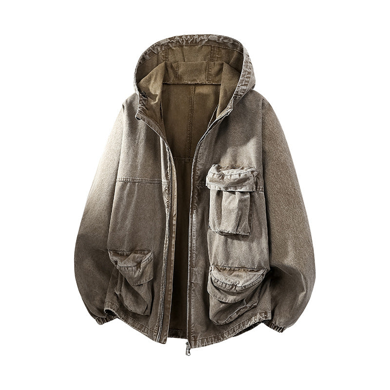 Men's Urban Workwear Hooded Jacket made of Canvas with Large Storage Pockets Mune Fashion