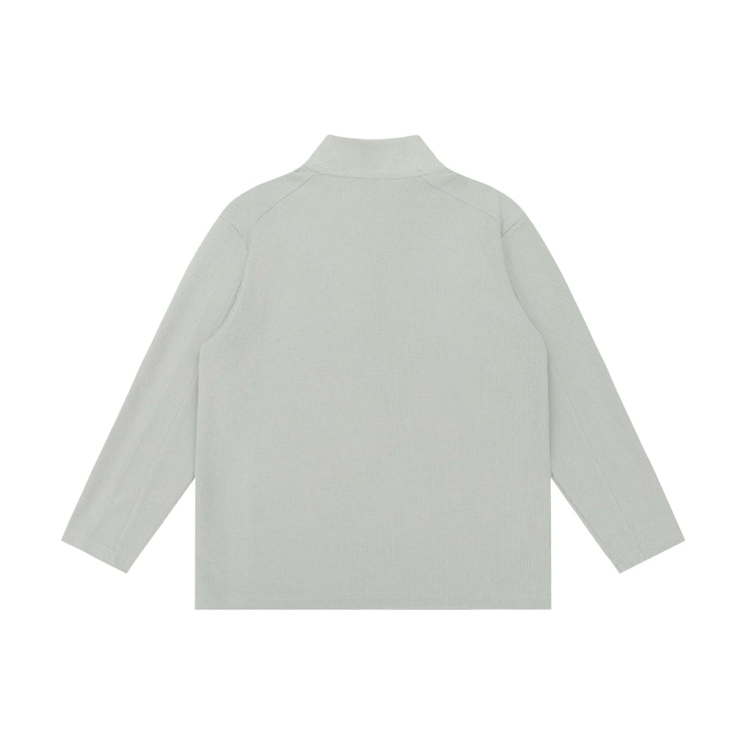 Unisex Waffle Structure Half Zip Pullover with Troyer Collar and Relaxed Fit Mune Fashion