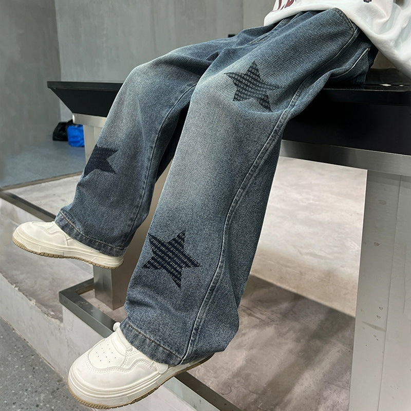 Women's wide jeans with star appliqués Mune Fashion
