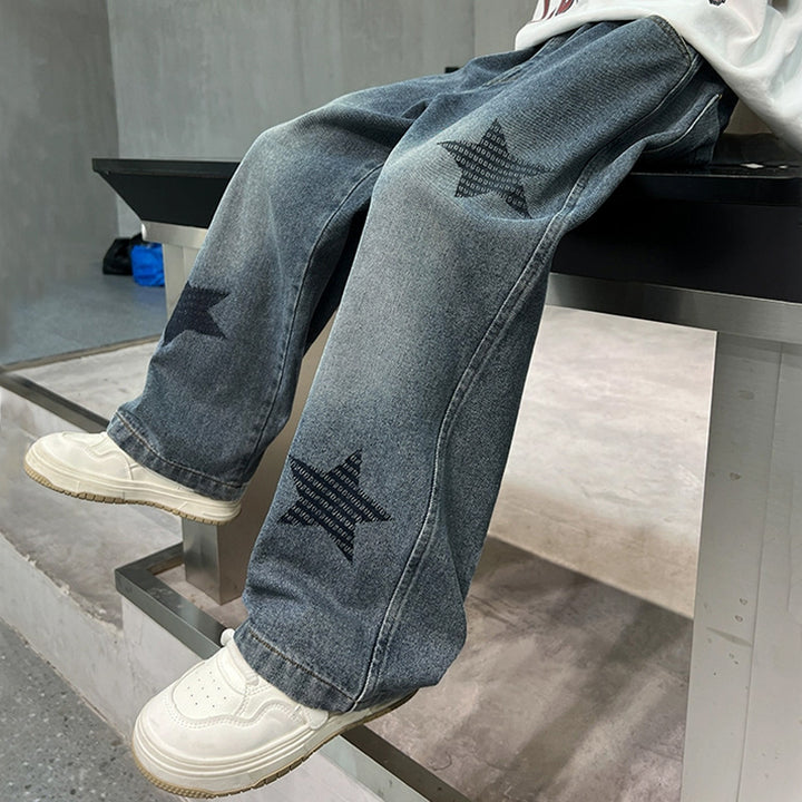 Women's wide jeans with star appliqués Mune Fashion