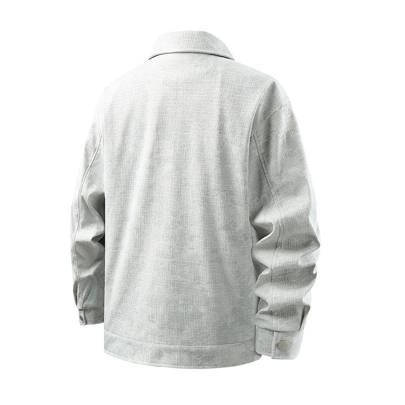 Men's velvety cord overshirt with patch pockets and snap button placket Mune Fashion