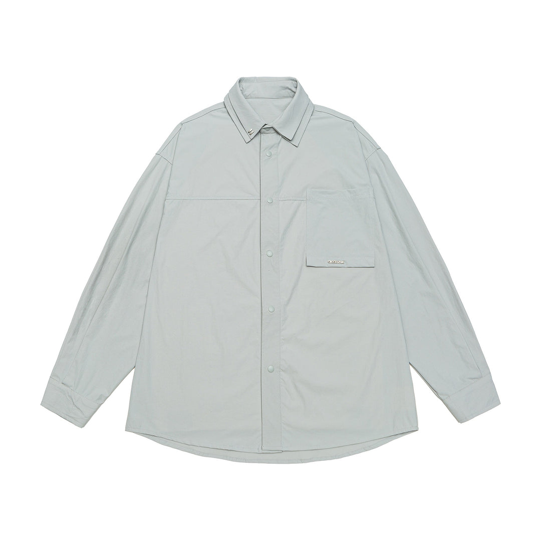 Unisex Oversize Shirt Jacket with Snap Button Front and Patch Chest Pocket Mune Fashion