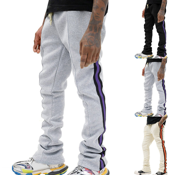 Men's Tapered Training Pants with Elastic Waistband, Drawstring and Side Contrast Stripes Mune Fashion
