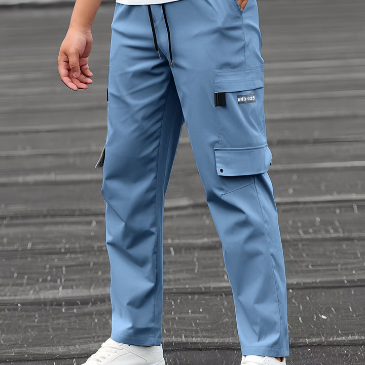 Men's Casual Technical Cargo Pants with Multi-Pockets, Drawstring Waist and Straight Leg Mune Fashion