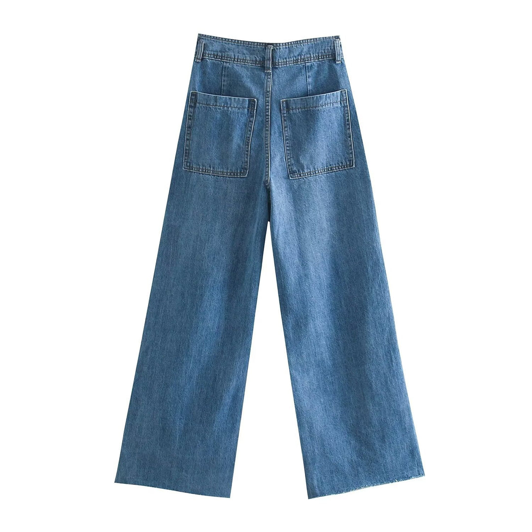 Women's loose high-waist worker pants with patch back pockets Mune Fashion