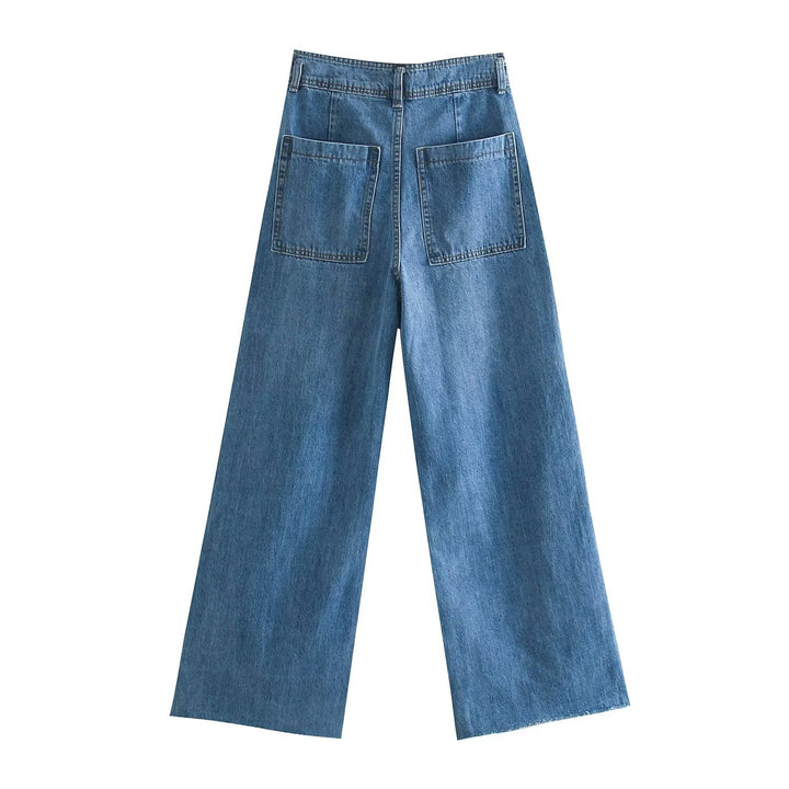 Women's loose high-waist worker pants with patch back pockets Mune Fashion