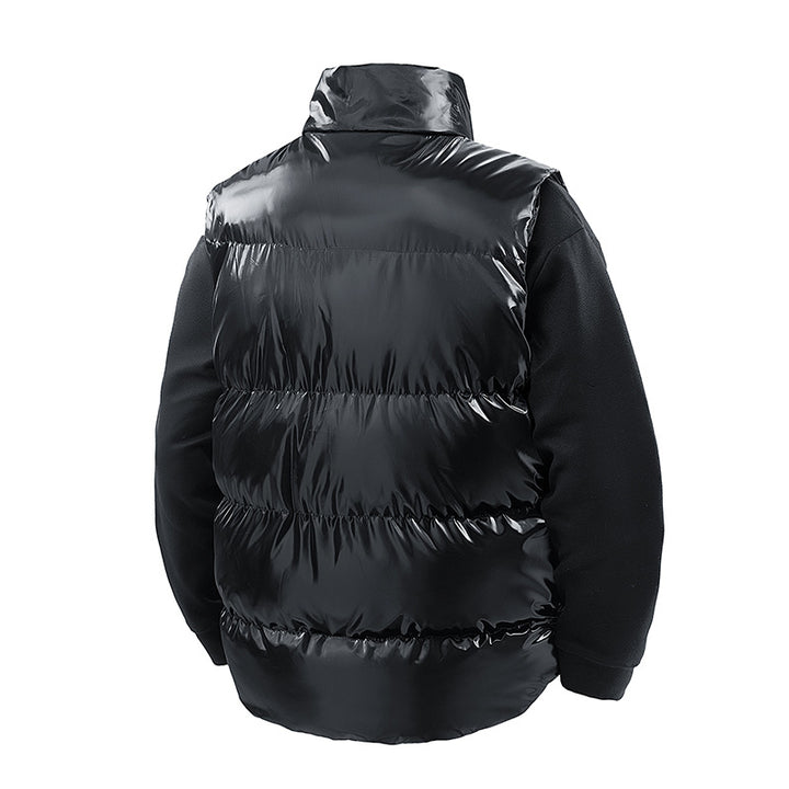 Men's Shiny Quilted Stand Collar Vest with Thermal Filling Mune Fashion