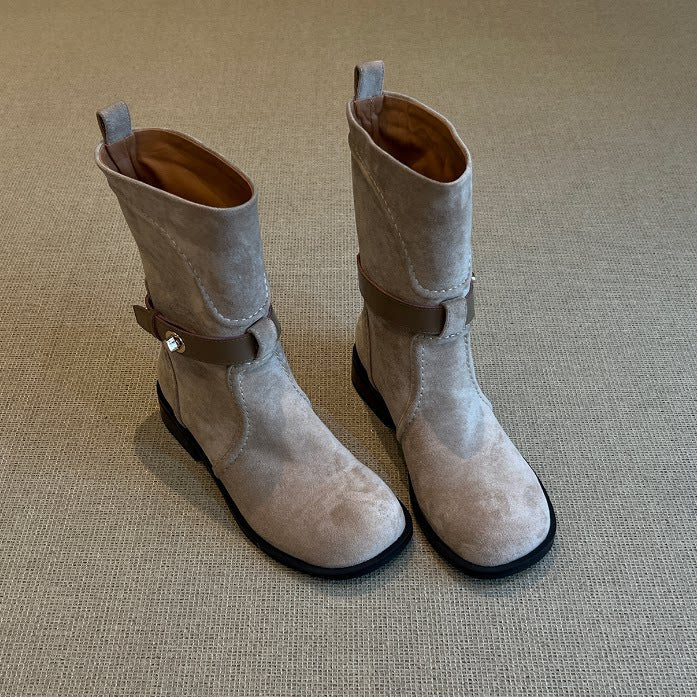 Women's Fashionable Boots with Decorative Strap Mune Fashion