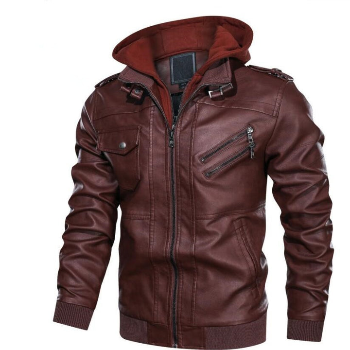 Men's Stylish Faux Leather Jacket with Removable Inner Fleece Mune Fashion