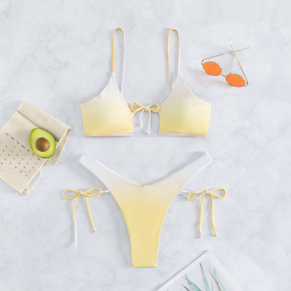Women's triangle bikini with adjustable knot design and elegant gradient Mune Fashion
