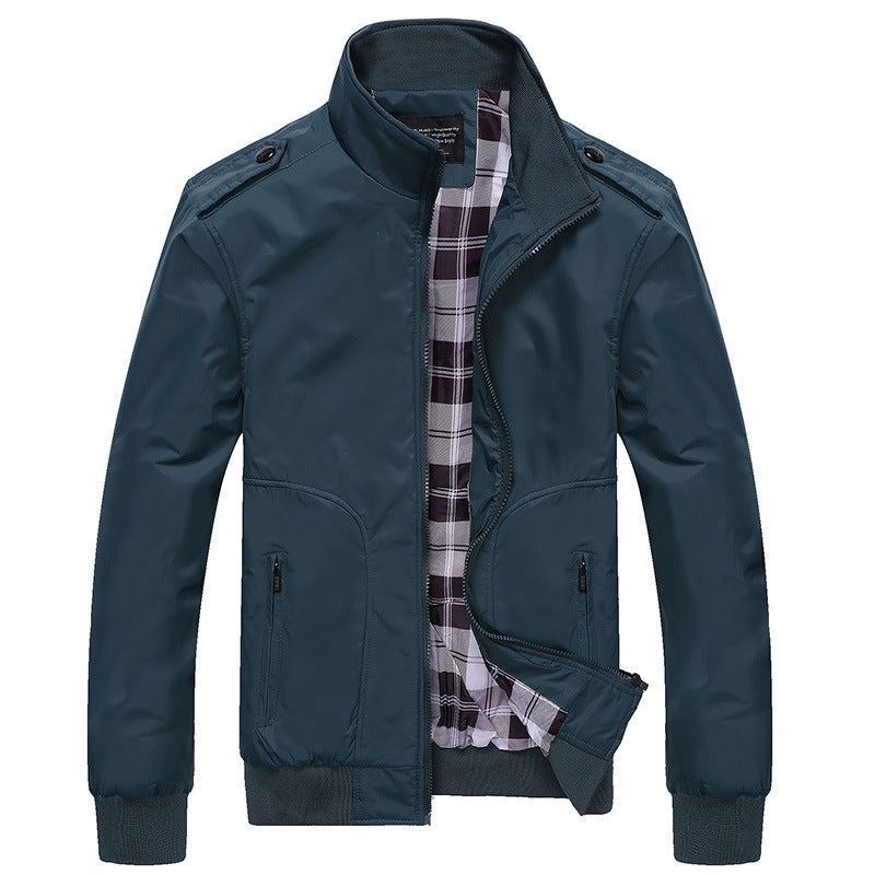 Men's Urban Zip Blouson with Stand-Up Collar, Zipper Pockets and Checked Lining Mune Fashion
