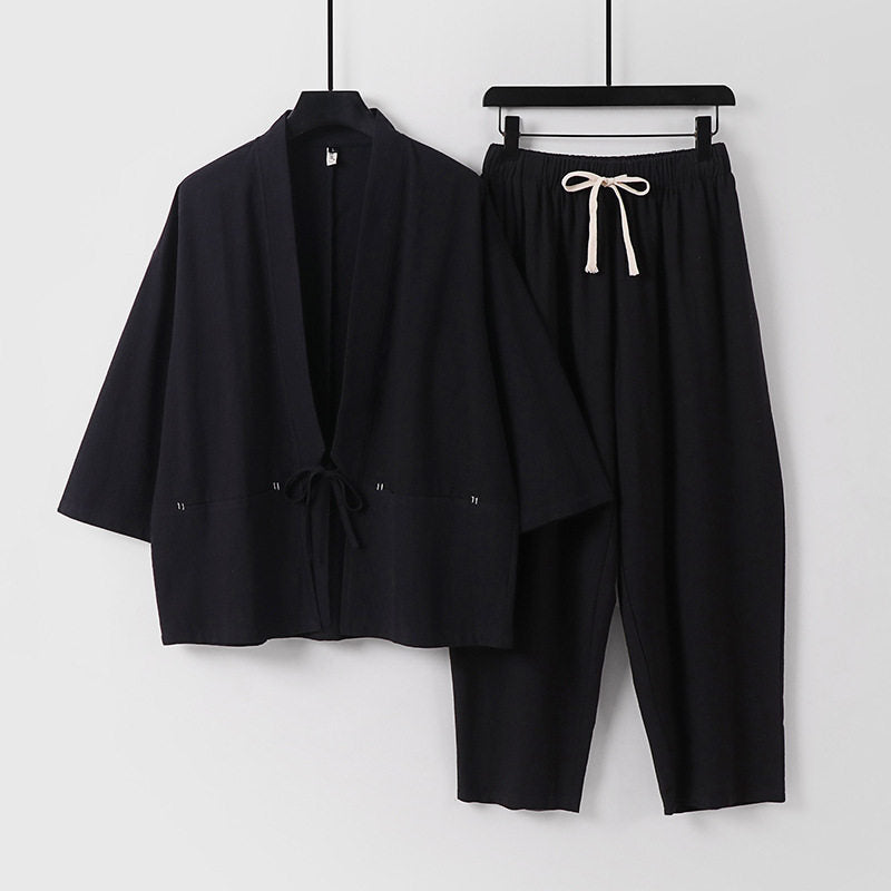 Unisex Kimono-Lounge-Set with short jacket and elastic cord pants Mune Fashion