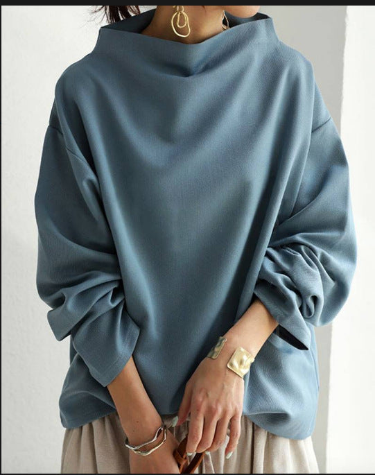 Women's Oversized Sweater with Special Collar and Casual Cut Mune