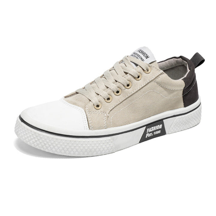 Men's Low-Top Canvas Platform Sneaker with Treaded Rubber Sole and Reinforced Toe Cap Mune Fashion