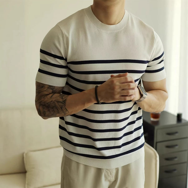 Men's Fashionable Striped Knit Sweater Mune Fashion