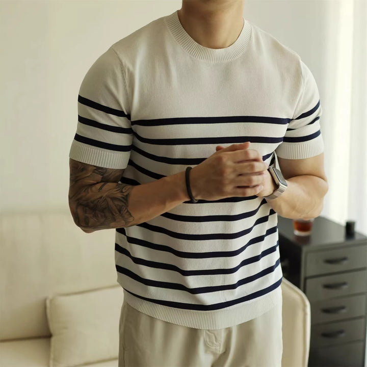 Men's Fashionable Striped Knit Sweater Mune Fashion