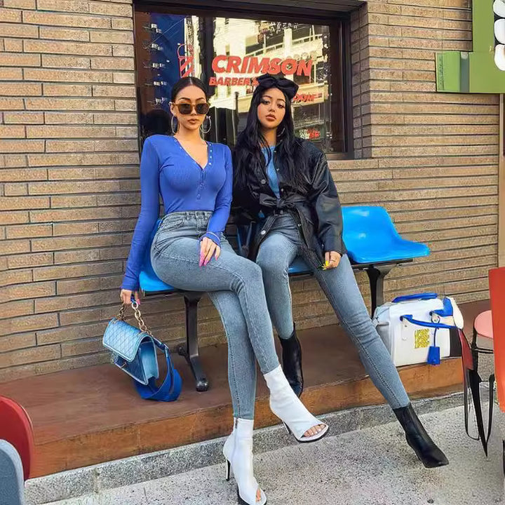 Women’s high-waisted shaping skinny jeans made of stretch denim with push-up effect Mune Fashion