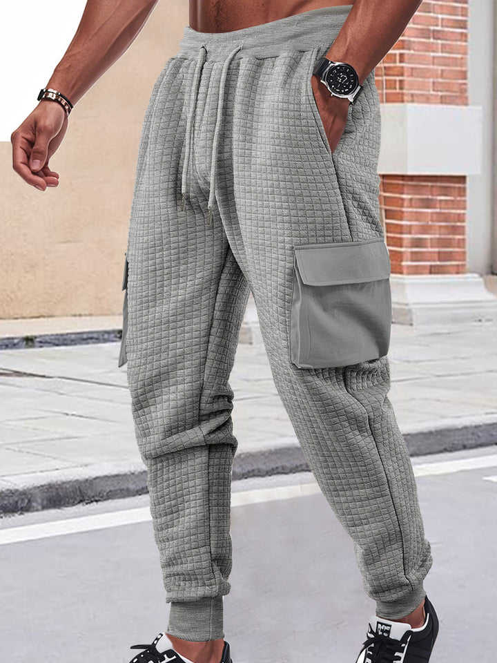 Men's Nano Square Structured Cargo Jogging Pants with Drawstring Waist and Patch Side Pockets Mune Fashion
