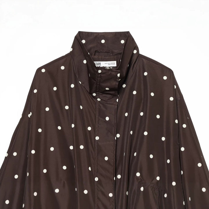 Women's short-cut polka dot lightweight blouson with stand-up collar Drune
