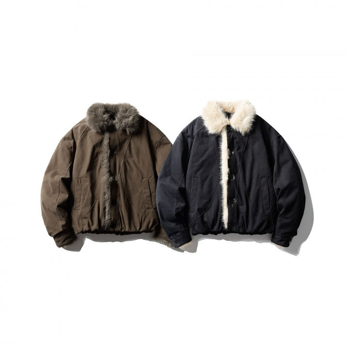 Men's short jacket in boxy bomber style with teddy trim and thermal lining Mune Fashion