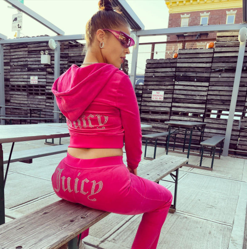 Women's luxurious velour tracksuit with zip jacket and jogging pants Mune Fashion