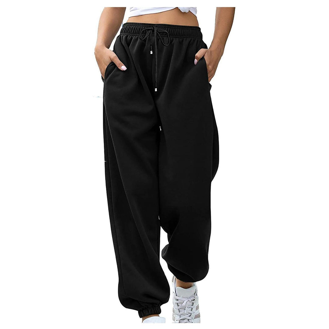 Women's casual jogging pants with high waistband, elastic ankle cuffs, and soft fleece lining Mune Fashion