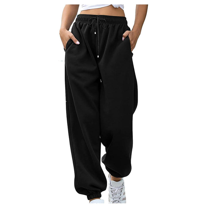 Women's casual jogging pants with high waistband, elastic ankle cuffs, and soft fleece lining Mune Fashion