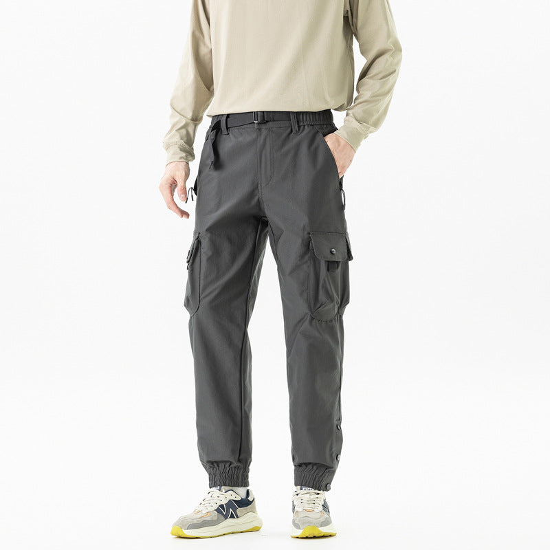 Men's Tapered Cargo Jogger Pants in Tactical Utility Style with Elastic Ankle Hem and Multiple Pockets Mune Fashion