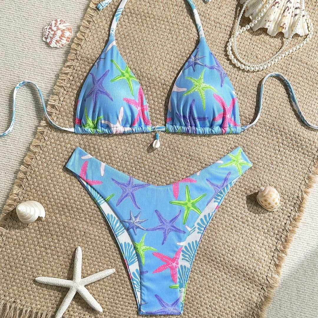 Women's triangle bikini with maritime star pattern Mune Fashion
