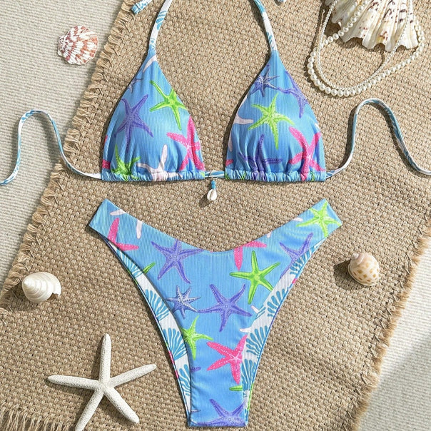 Women's triangle bikini with maritime star pattern Mune Fashion