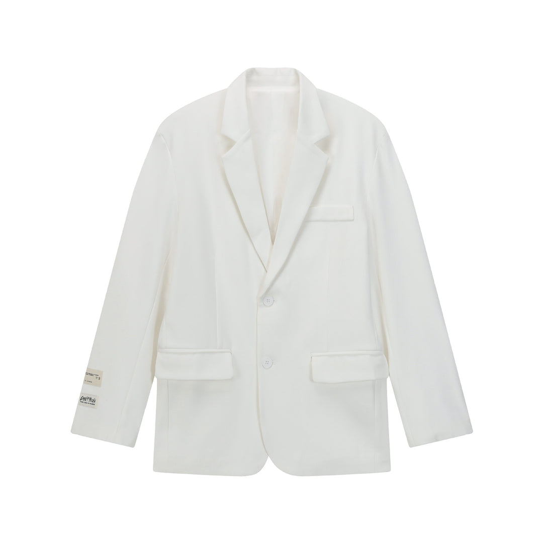 Women Oversized Blazer with Lapel Collar, Two-Button Placket and Flap Pockets Mune Fashion
