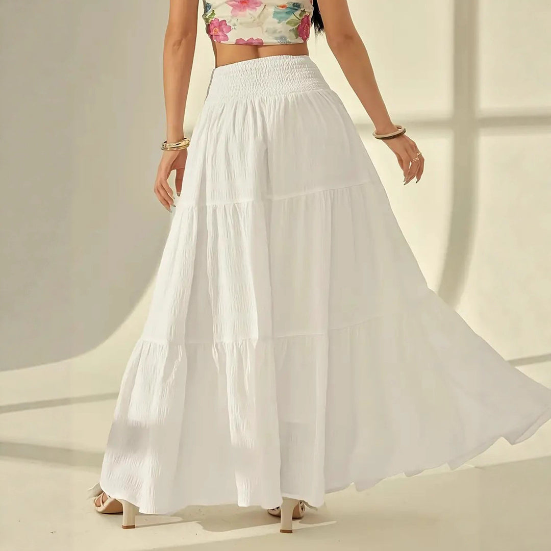 Women's unrefined maxi skirt with tiered ruffles and smocked waistband Mune Fashion