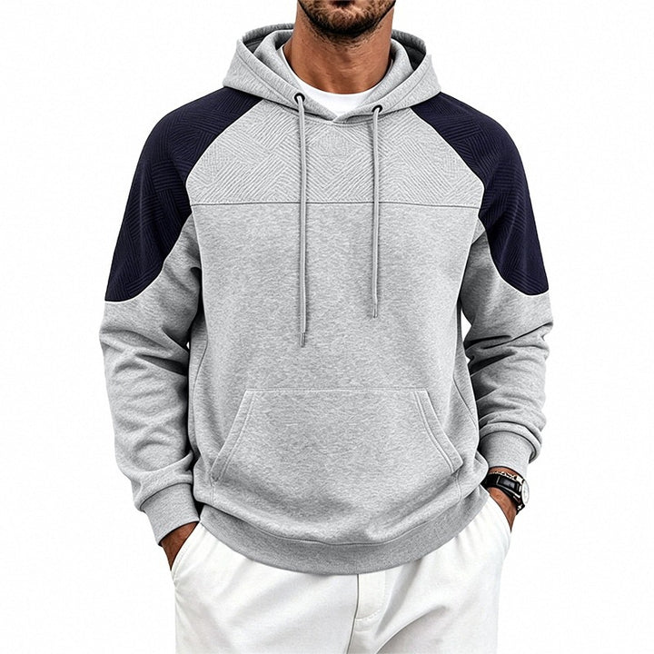 Men's hooded sweatshirt made of French Terry with waffle structure inserts and kangaroo pocket Mune Fashion