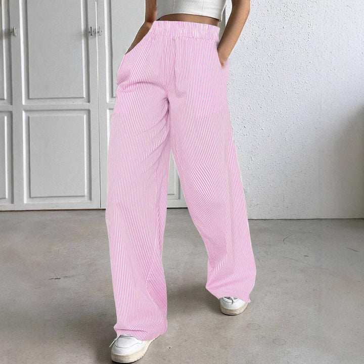 Women wide high-waisted lounge pants with elastic waistband and side pockets Mune Fashion