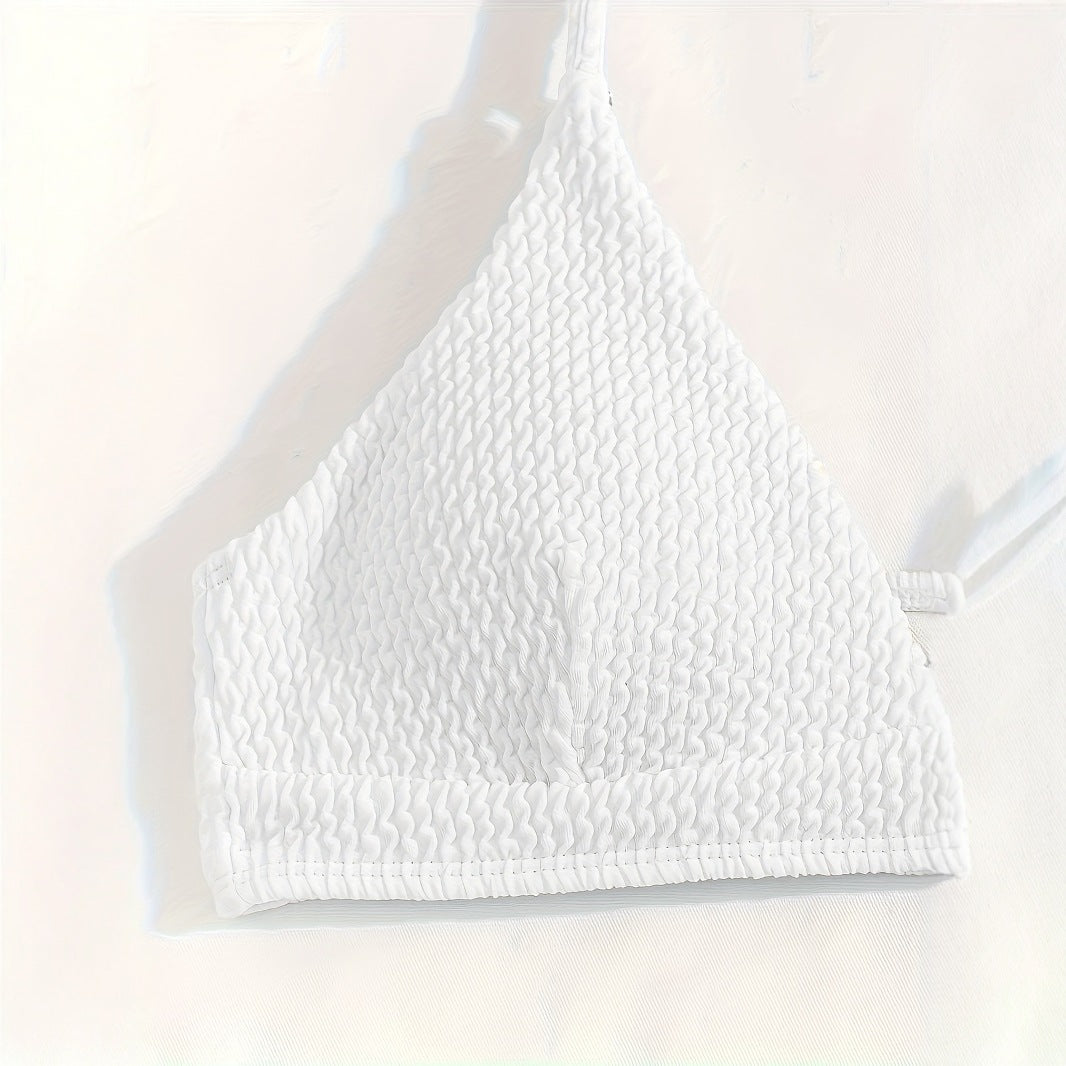 Women's Triangle Bikini with Texture and Slim Straps Mune Fashion