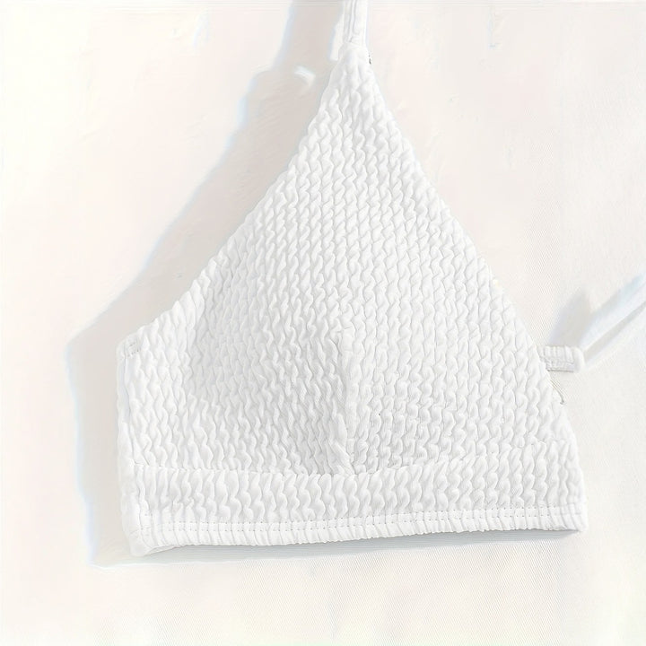 Women's Triangle Bikini with Texture and Slim Straps Mune Fashion